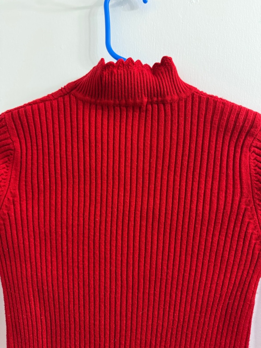 Red Ribbed Mock Neck Sweater - Picture 4 of 10